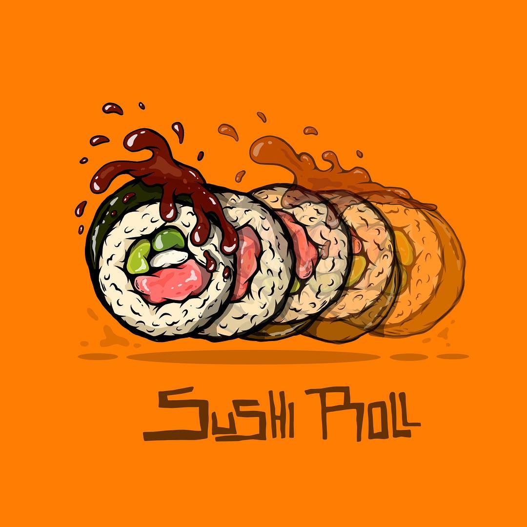 Sushi Roll Illustration